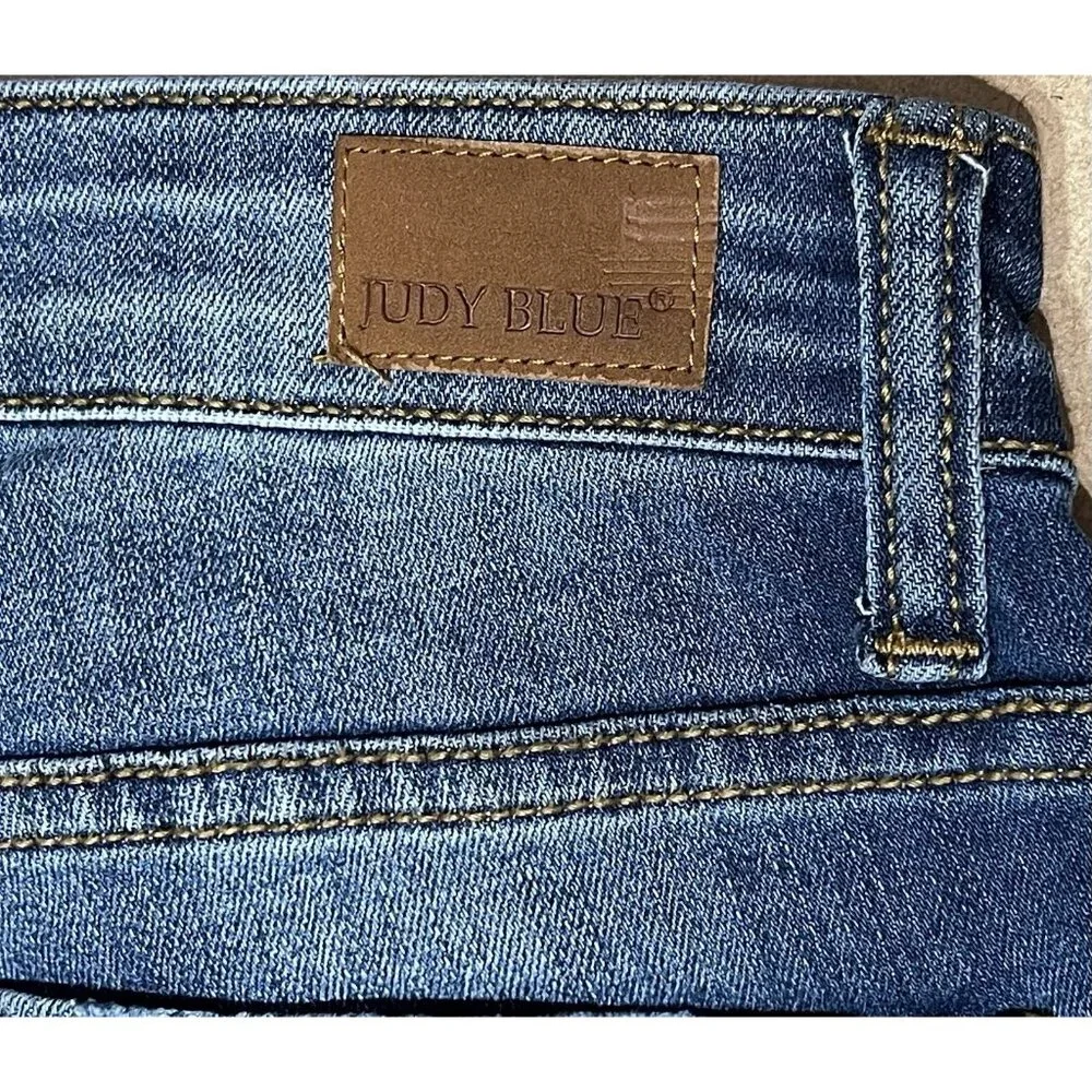 Judy Blue Women 1/25 Boyfriend Jeans Blue Relaxed Distressed Stretch Zipper - Picture 11 of 13